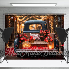 Lofaris Truck Light Floral Valentines Day Photo Backdrop