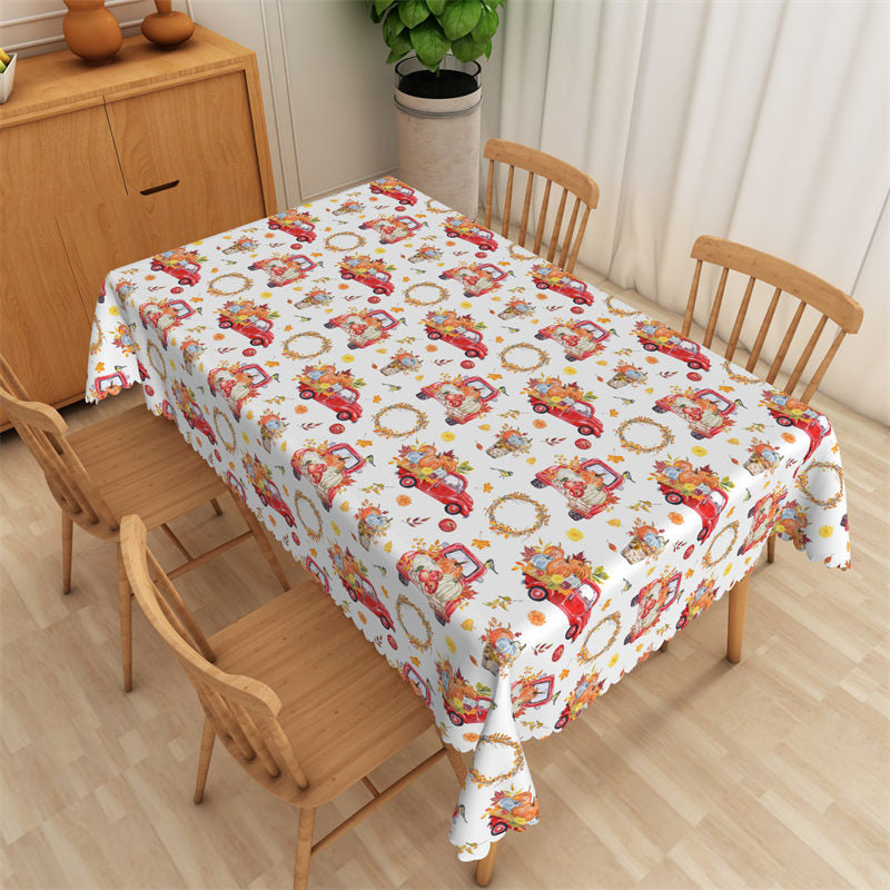 Lofaris Truck Patterns Flower Circle Rectangle Tablecloth