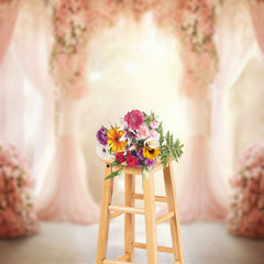 Lofaris Tulle Curtain Rose Decoration Wedding Photo Backdrop