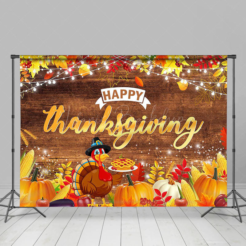 Lofaris Turkey Maple Light Stripe Wood Thanksgiving Backdrop