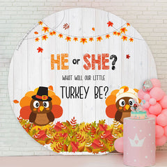 Lofaris Turkey Yellow Leaves Fall Round Baby Shower Backdrop