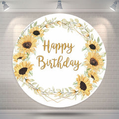 Lofaris Turnsole Ring Leaves Happy Birthday Round Backdrop