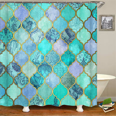 Lofaris Turquoise Teal Mandala Moroccan Geometric Shower Curtain