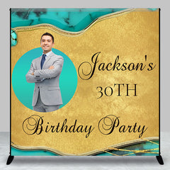 Lofaris Turquoise Texture Gold Custom 30th Birthday Backdrop