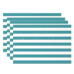 Lofaris Turquoise White Stripe Modern Set Of 4 Placemats