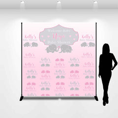 Lofaris Twin Elephants Repeat Pink Custom Baby Shower Backdrop