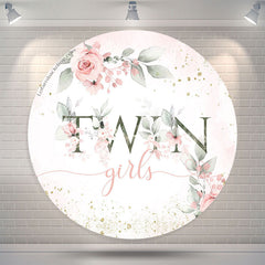 Lofaris Twin Girls Boho Floral Baby Shower Round Backdrop