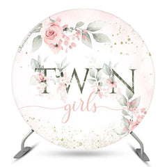 Lofaris Twin Girls Boho Floral Baby Shower Round Backdrop