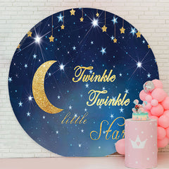 Lofaris Twinkle Little Star Night Baby Shower Round Backdrop