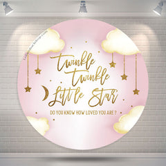 Lofaris Twinkle Little Star Pink Baby Shower Round Backdrop