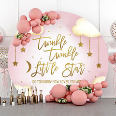 Lofaris Twinkle Little Star Pink Baby Shower Round Backdrop