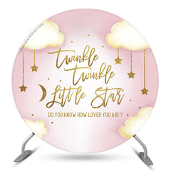 Lofaris Twinkle Little Star Pink Baby Shower Round Backdrop