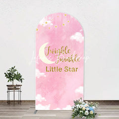 Lofaris Twinkle Little Star Pink Sky Arch Baby Shower Backdrop