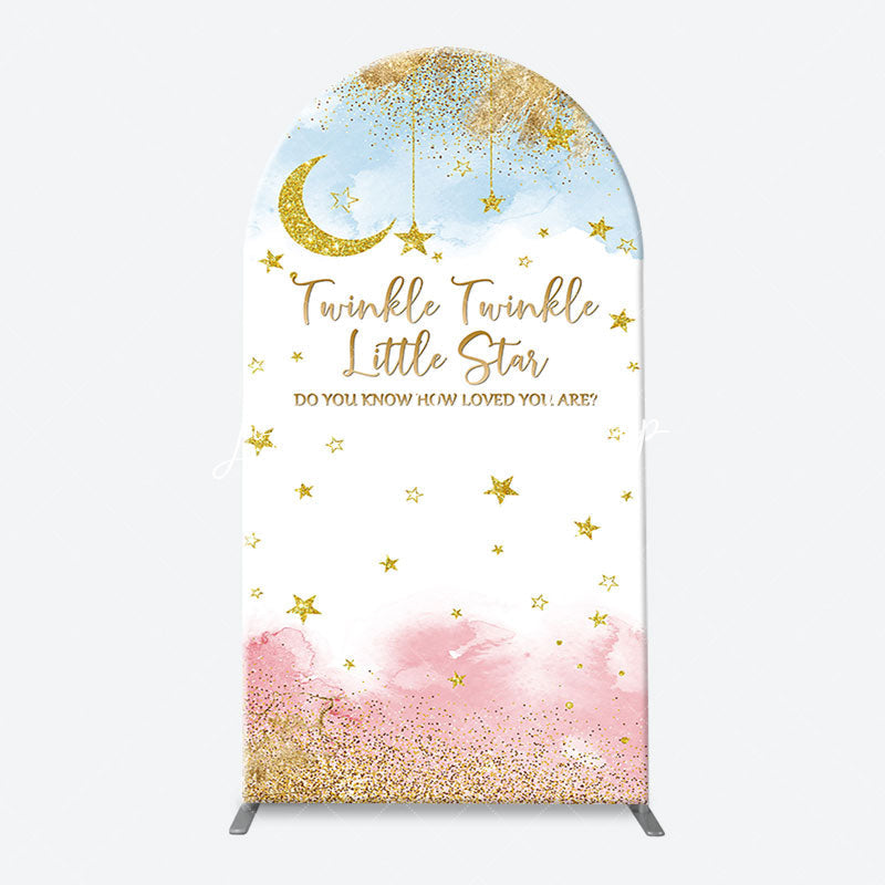 Lofaris Twinkle Star Moon Night Arch Baby Shower Backdrop