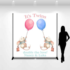 Lofaris Twins Double The Love Custom Baby Shower Backdrop