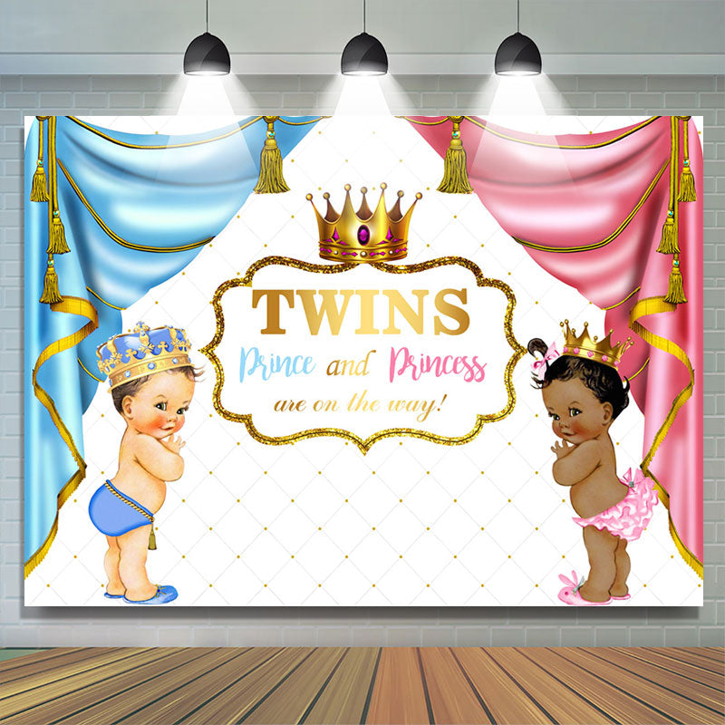 Lofaris Twins Prince And Princess Curtain Baby Shower Backdrop