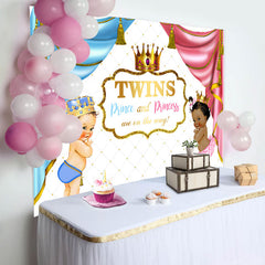 Lofaris Twins Prince And Princess Curtain Baby Shower Backdrop