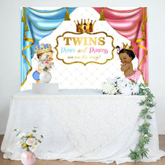 Lofaris Twins Prince And Princess Curtain Baby Shower Backdrop