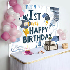 Lofaris Twist On Over Blue Thunderstorm Birthday Backdrop