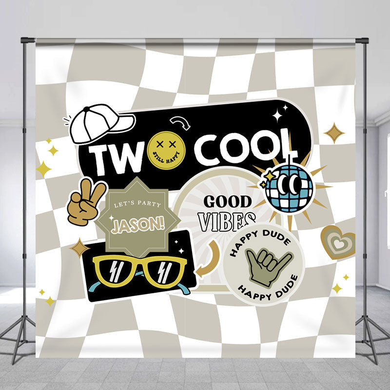 Lofaris Two Cool Happy Dude Custom Kids 2nd Birthday Backdrop