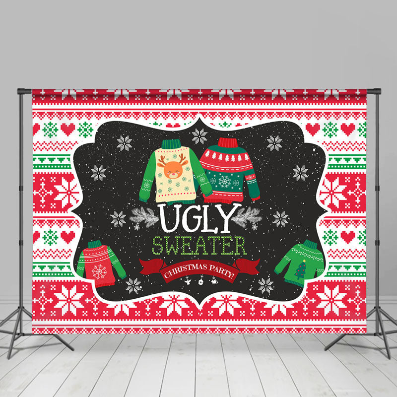 Lofaris Ugly Sweater Snowflakes Christmas Party Backdrop