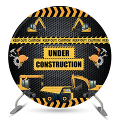 Lofaris Under Construction Excavator Round Birthday Backdrop