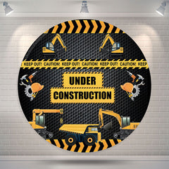 Lofaris Under Construction Excavator Round Birthday Backdrop