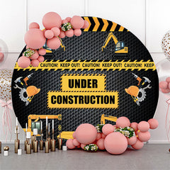 Lofaris Under Construction Excavator Round Birthday Backdrop