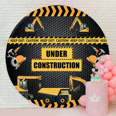 Lofaris Under Construction Excavator Round Birthday Backdrop