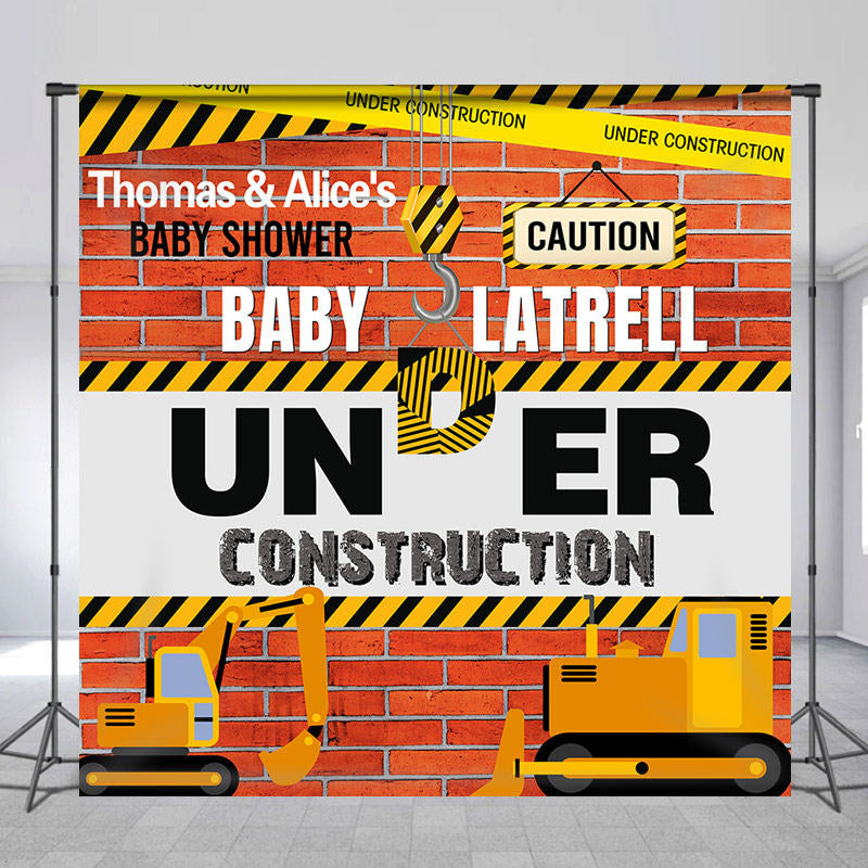 Lofaris Under Construction Truck Custom Baby Shower Backdrop