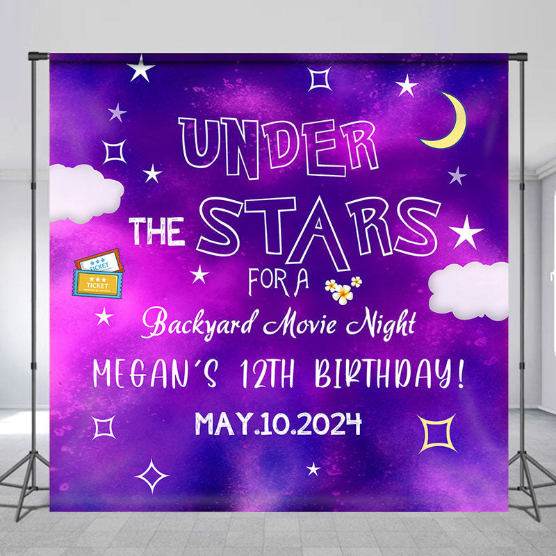 Lofaris Under The Stars Night Custom 12th Birthday Backdrop