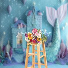 Lofaris Undersea Blue Mermaid House Coral Cake Smash Backdrop