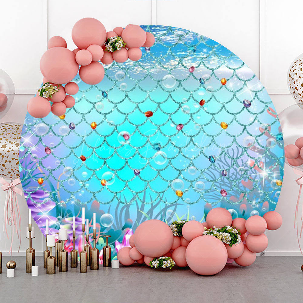 Lofaris Undersea Colorful Crystal Round Mermaid Backdrop