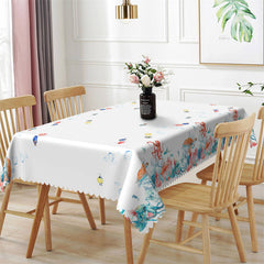 Lofaris Undersea Colorful Fishes White Tablecloth For Kitchen