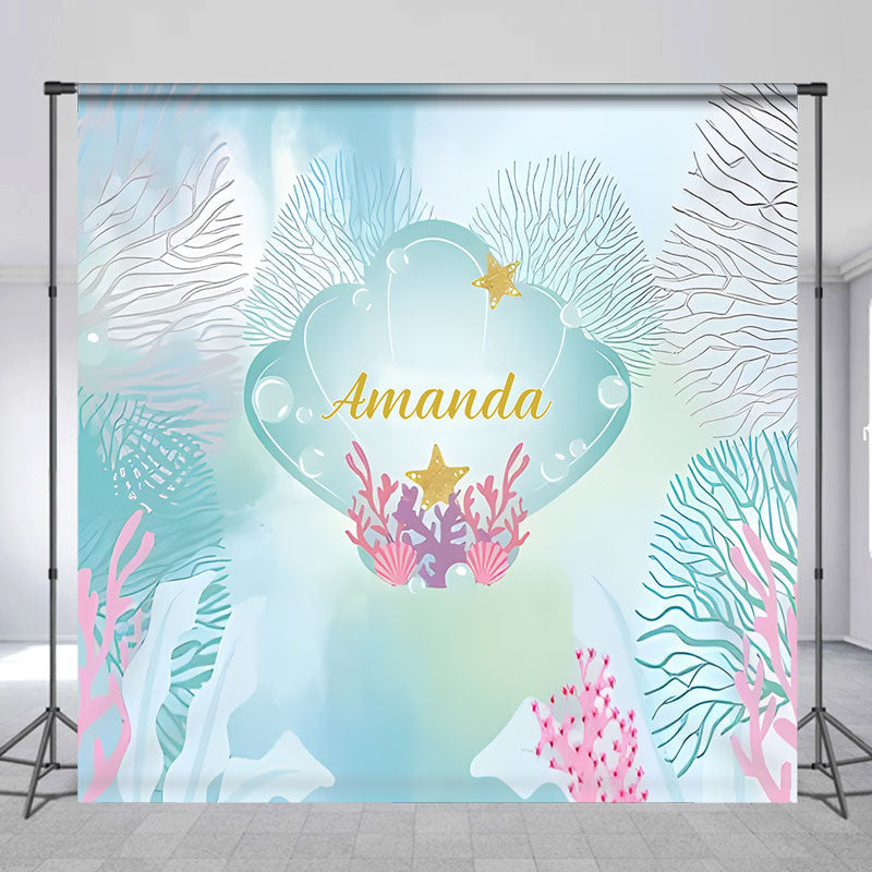 Lofaris Undersea Coral Scallop Custom Birthday Backdrop