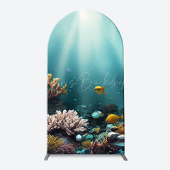 Lofaris Undersea Coral Sunshine Fishes Arch Birthday Backdrop