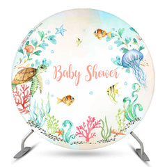 Lofaris Undersea Creatures Plants Round Baby Shower Backdrop