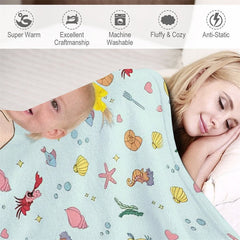 Lofaris Undersea Fishes Little Mermaid Custom Photo Blanket