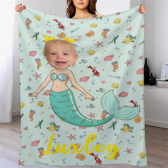 Lofaris Undersea Fishes Little Mermaid Custom Photo Blanket