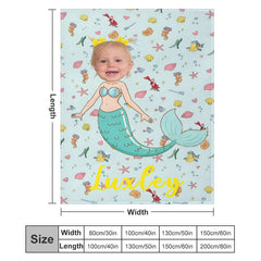 Lofaris Undersea Fishes Little Mermaid Custom Photo Blanket