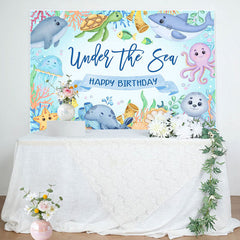 Lofaris Undersea Marine Life Happy Birthday Backdrop For Boy