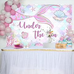 Lofaris Undersea Mermaid Shell Baby Shower Backdrop For Girl