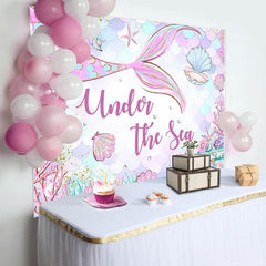 Lofaris Undersea Mermaid Shell Baby Shower Backdrop For Girl