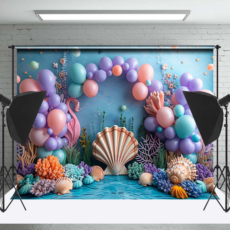 Lofaris Undersea Mermaid Theme Shell Cake Smash Backdrop