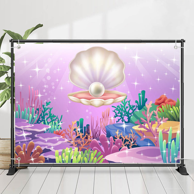 Lofaris Undersea Pearl Shell Coralline Birthday Backdrop