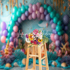 Lofaris Undersea Plants Arch Balloons Cake Smash Backdrop