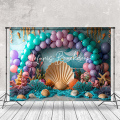 Lofaris Undersea Plants Arch Balloons Cake Smash Backdrop