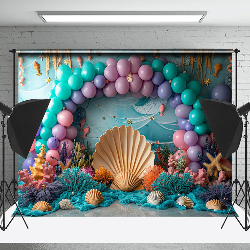 Lofaris Undersea Plants Arch Balloons Cake Smash Backdrop