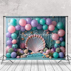 Lofaris Undersea Shell Starfish Mermaid Cake Smash Backdrop