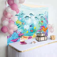 Lofaris Underwater Coral Starfish Cartoon Party Backdrop